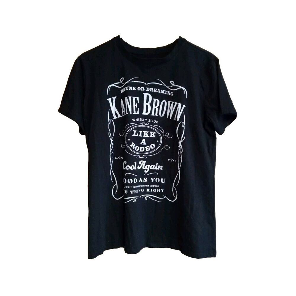 Kane Brown Short Sleeve Black Graphic T-Shirt Jack Daniel's Style Logo Men's S